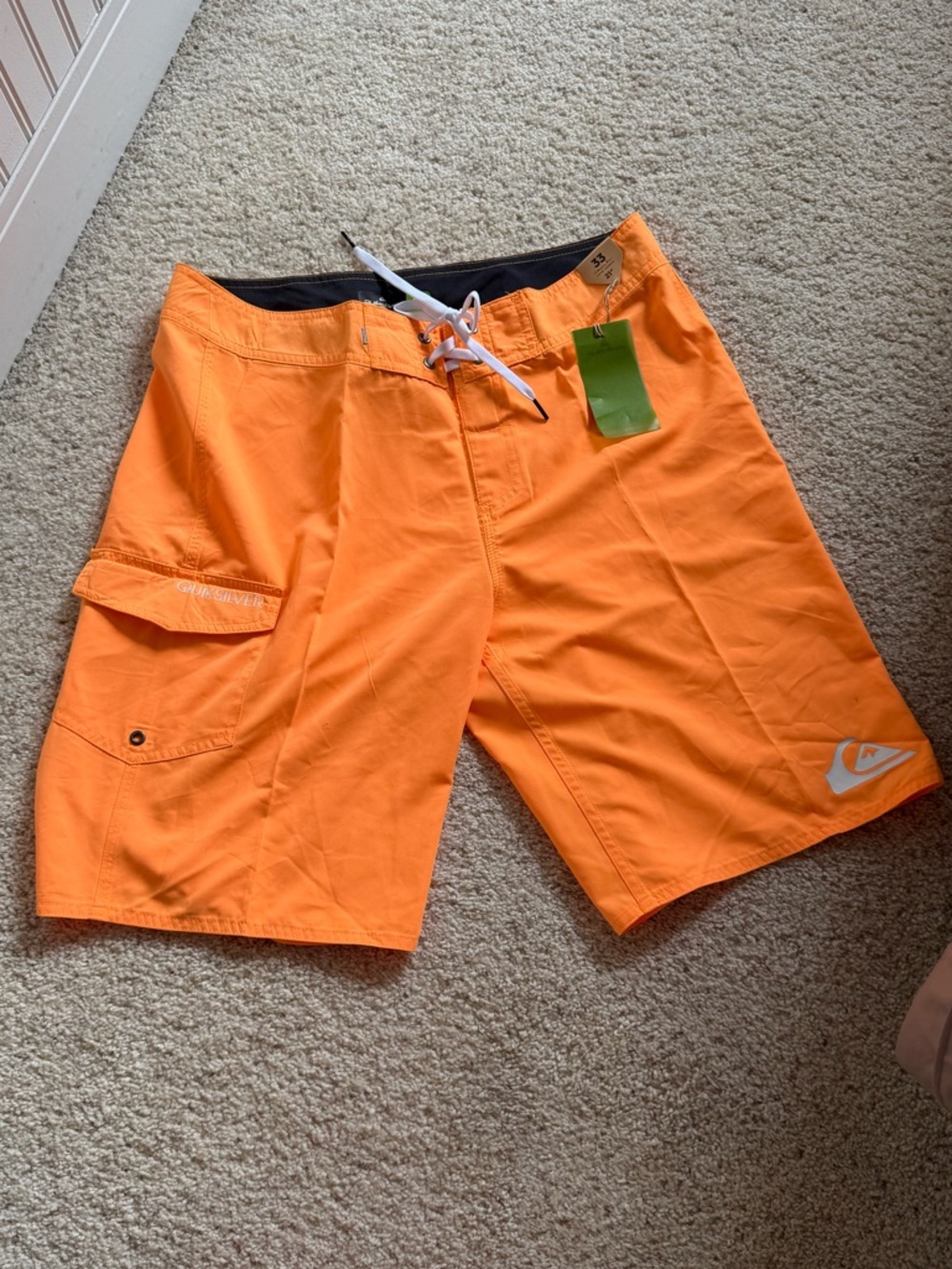 Quiksilver Men's Bright Orange Boardshorts with Logo